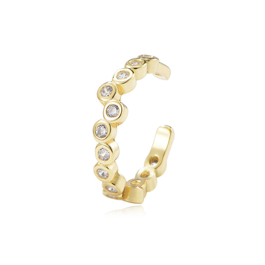 Planderful S925 Sterling Silver Ear Buckle Earrings Geometric Zircon Clip For Modern Women