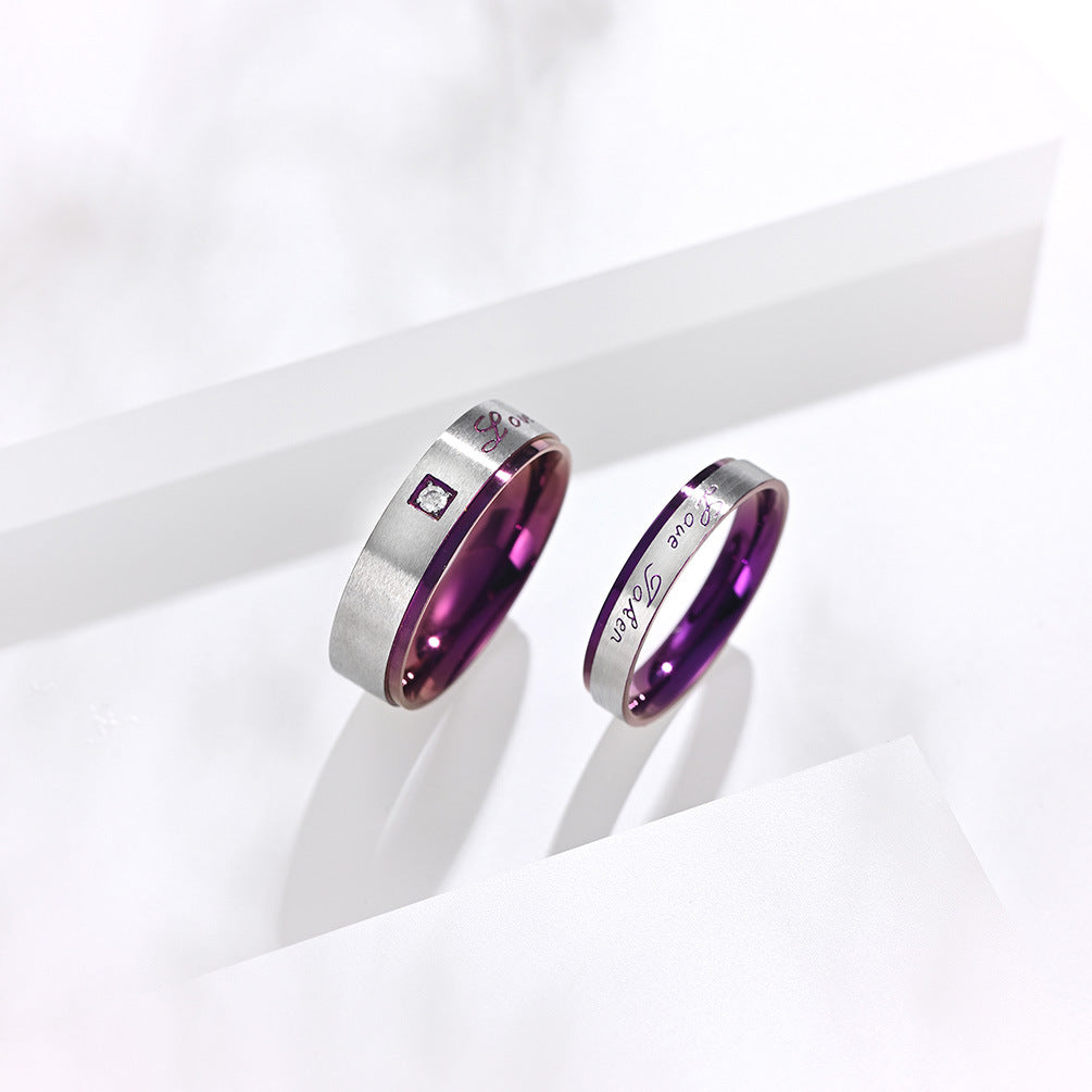 Japanese And Korean Style Purple Forever Love Couple Ring
