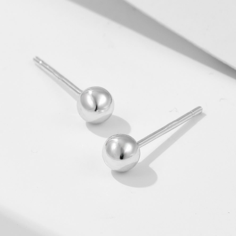 S925 Whole Body Sterling Silver Small Bead Stud Earrings