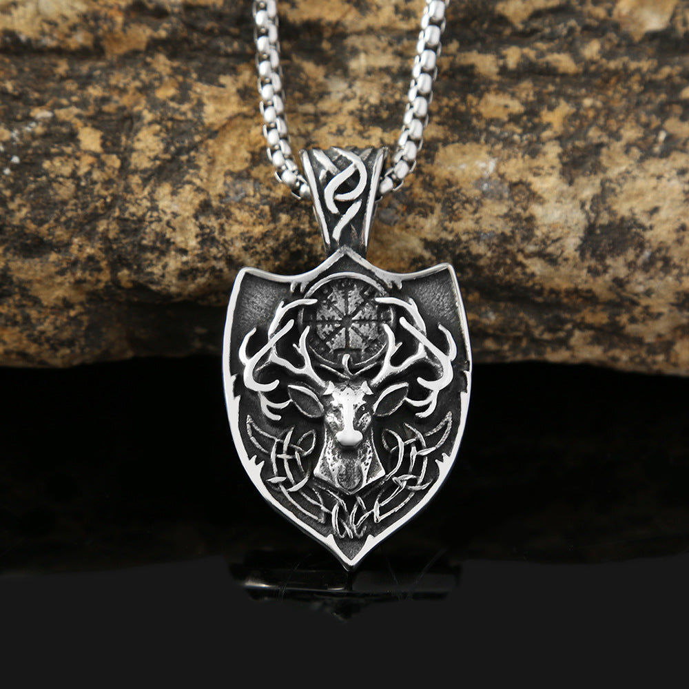 Vintage Viking Compass Stainless Steel Men's Pendant Necklace