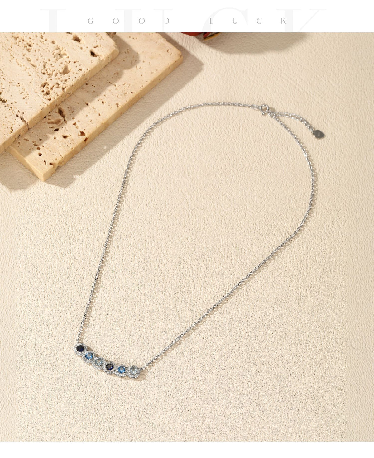 925 Sterling Silver Gradient Blue Zircon Necklace