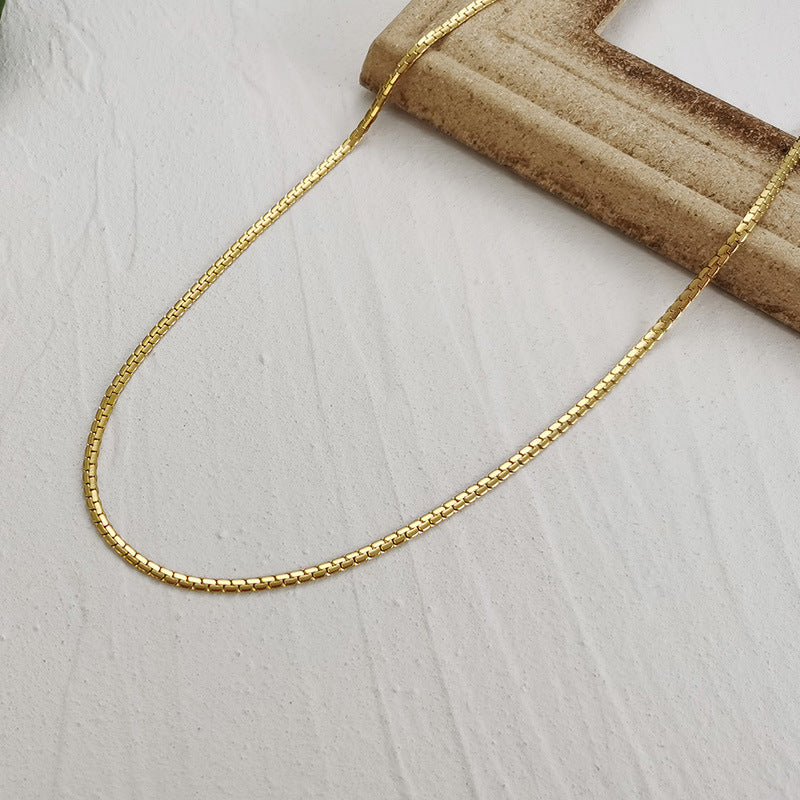 Jewelry Chain Stainless Steel Flat Chain Necklace Gold 3MM
