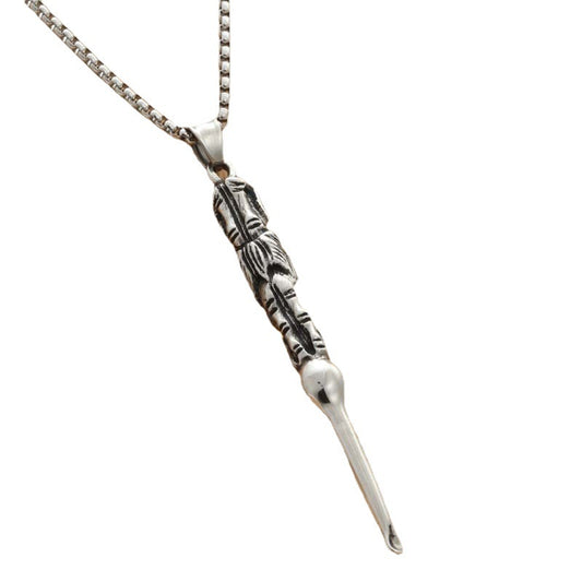 Personalized Titanium Steel Ear Picking Pendant Necklace - Retro Punk Design for Men and Women