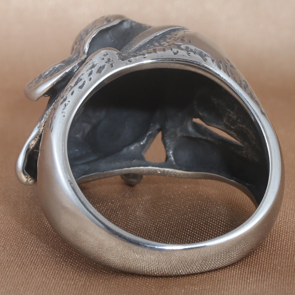 Personalized Retro Titanium Steel Dog Ring for Men - Trendy Animal Accessory in Sizes 7-13