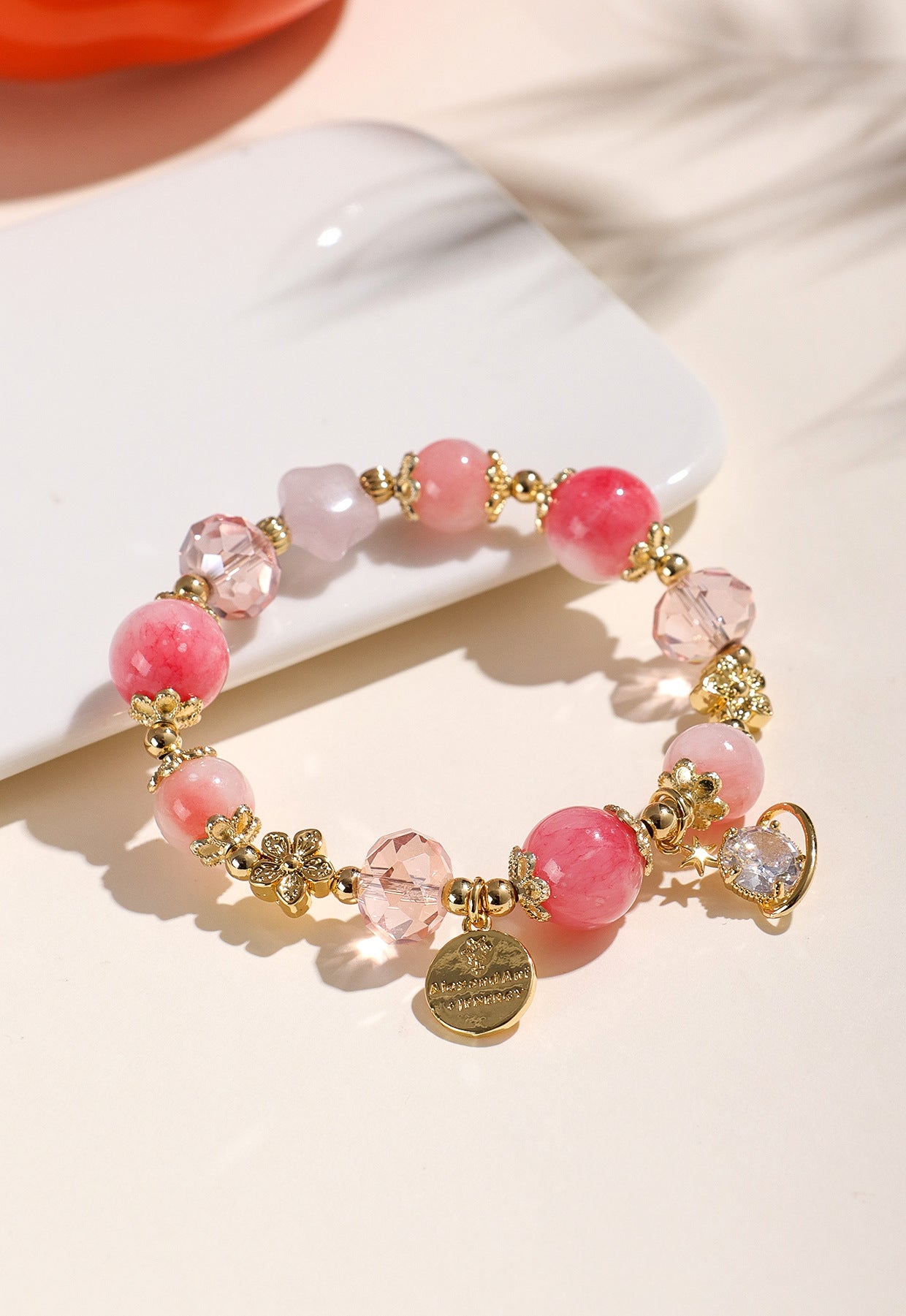 Planderful Fortune's Favor Bracelet – Elegant Cherry Blossom Stone Beads