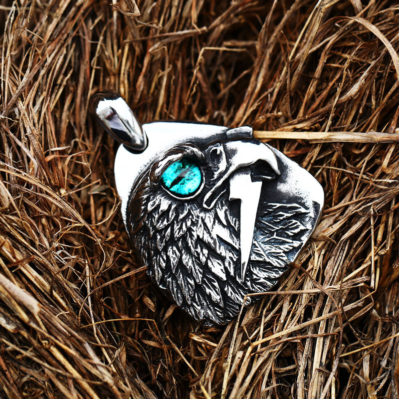 Personalized Retro Titanium Steel Eagle Pendant with Turquoise Inlay for Men