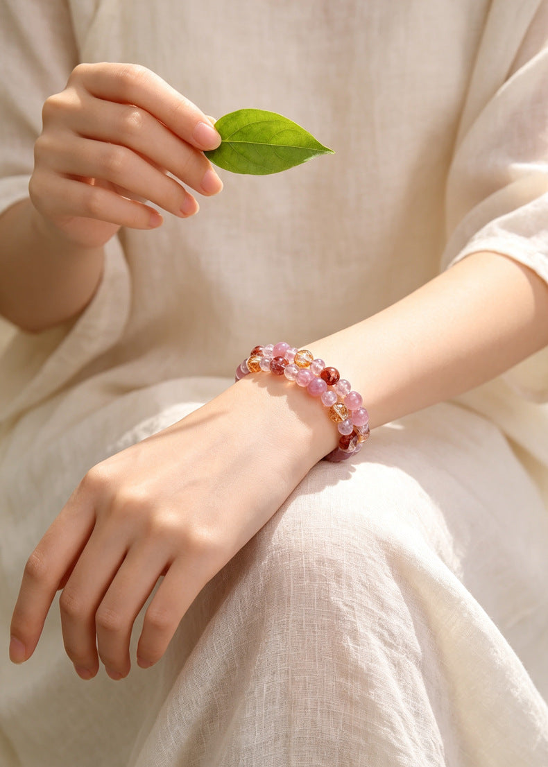 Amethyst Rose Quartz Crystal Horse Bracelet