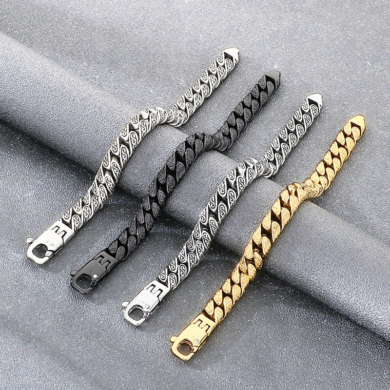 Trends Vacuum Plating Encrypted Cuban Chain Inlaid Zircon Bracelet