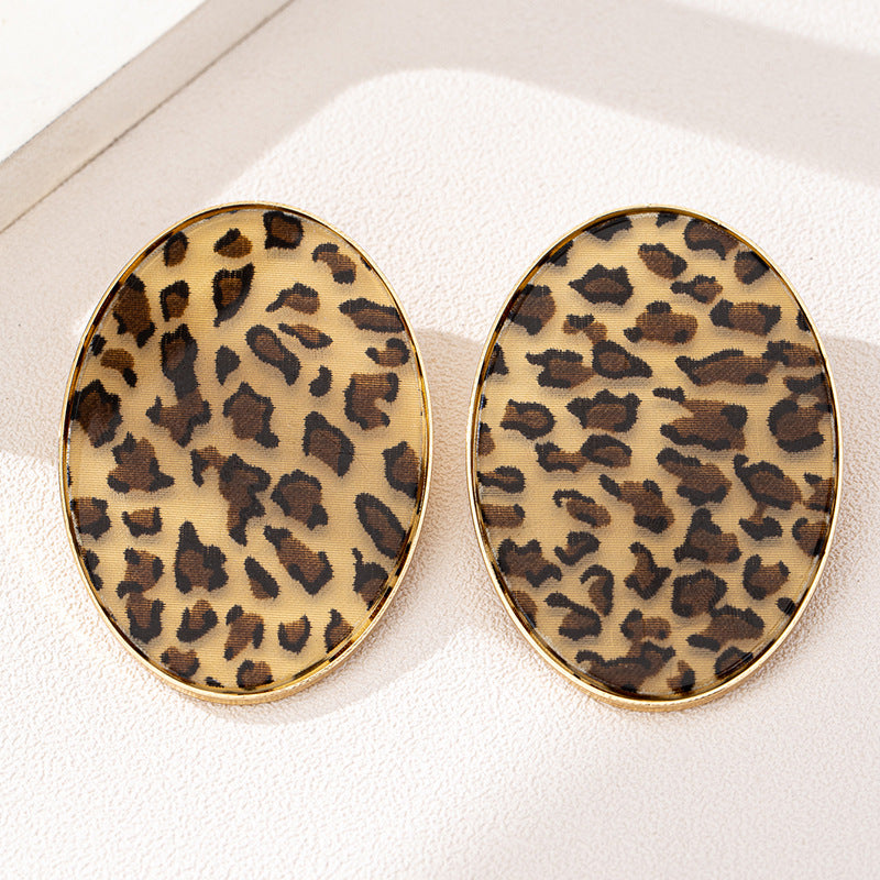 Planderful Vienna Verve Earrings – Trendy Metal Geometric Leopard Print Design