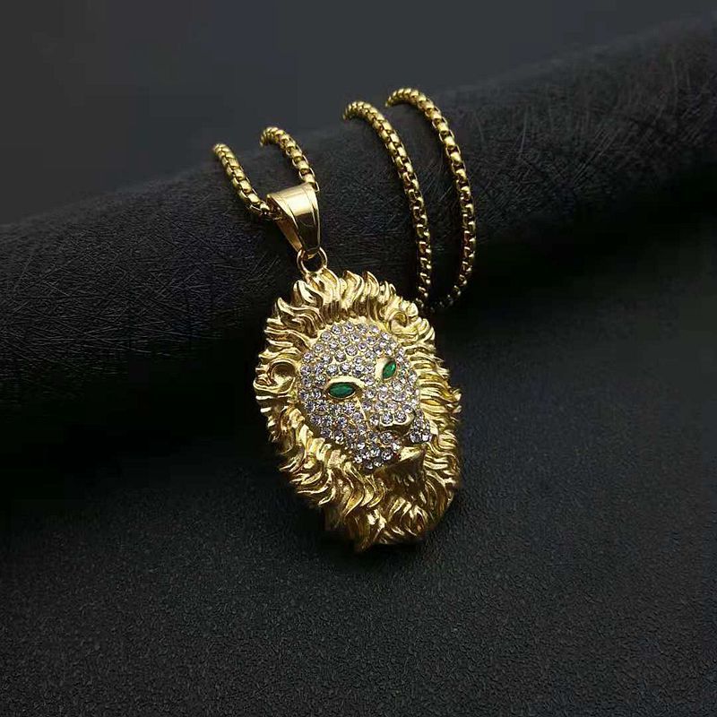Rhinestone Necklace – Statement Lion Head Pendant For Hip Hop Streetwear And Everyday Glam
