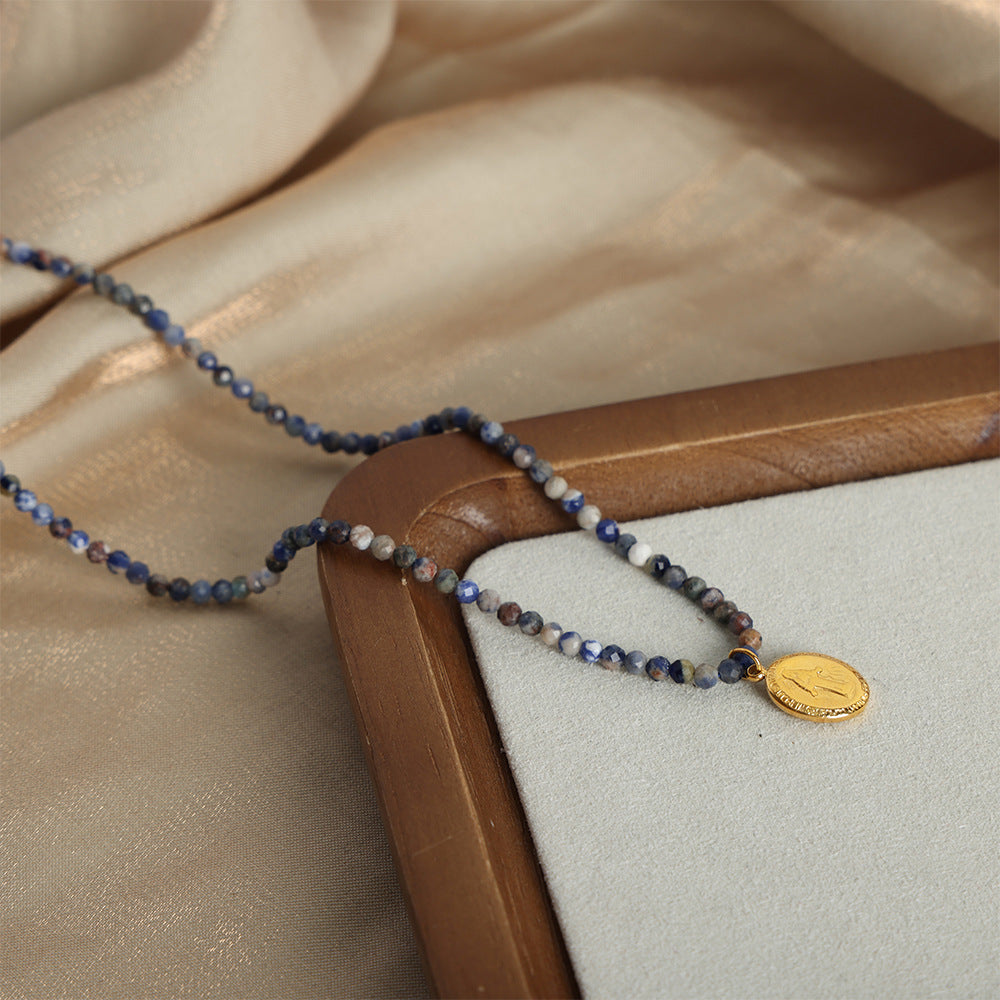 Luxurious Handmade Beaded Necklace with Gold-Plated Pendant