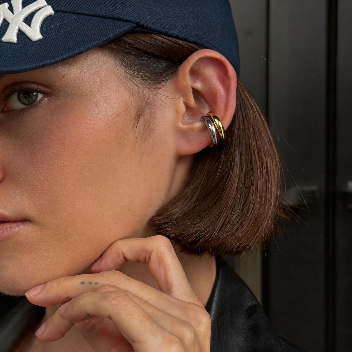 Planderful C Shaped Stainless Steel Ear Clip Earrings with Contrasting Knot Detail For Women Statement Jewelry