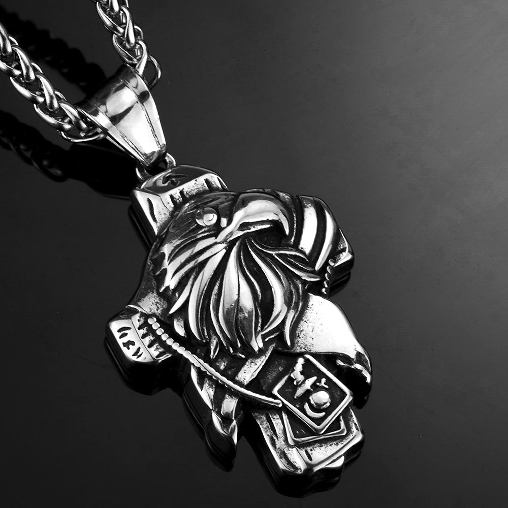 Vintage Men's Jewelry Eagle Cross Stainless Steel Pendant Necklace