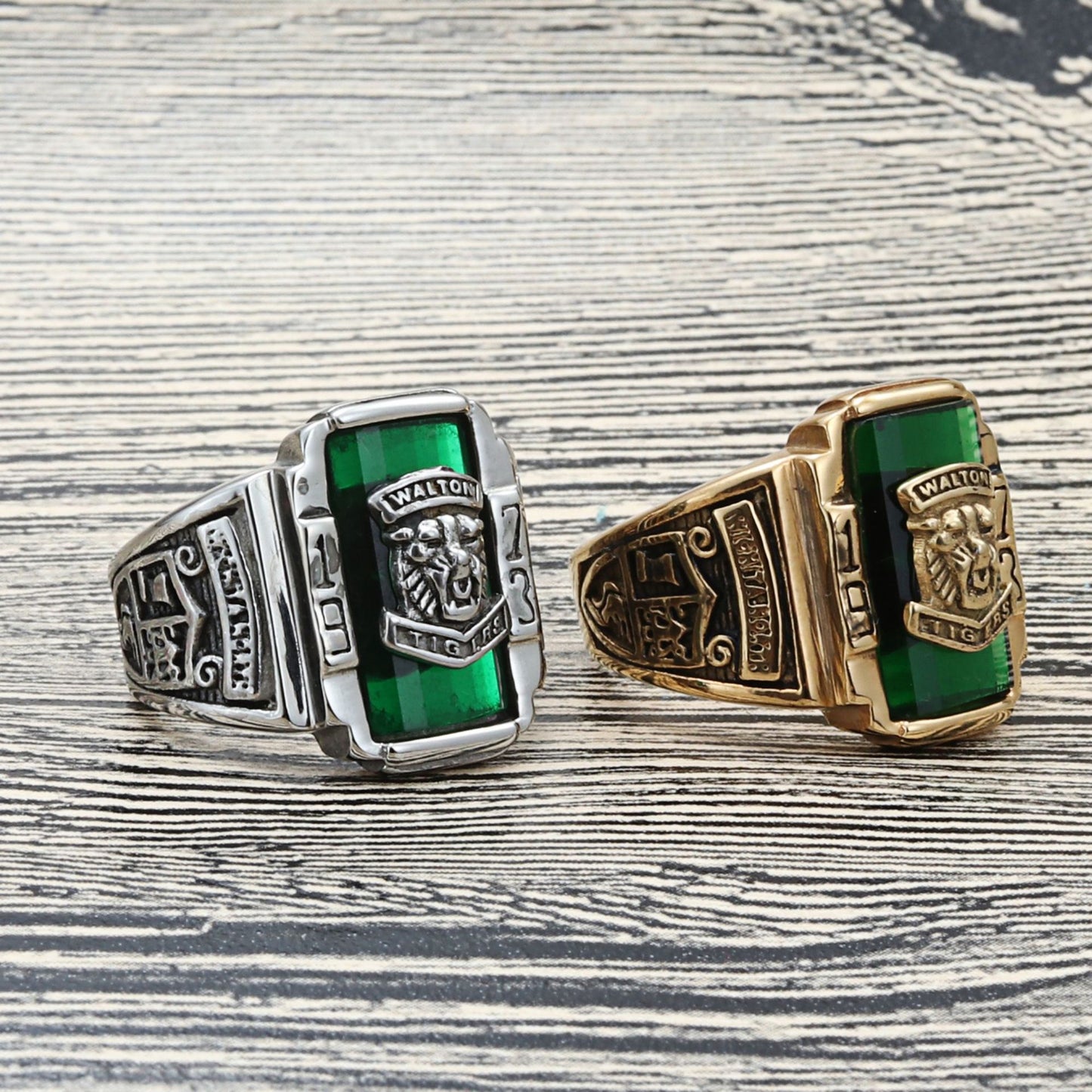 Titanium Steel Multi-Color Gemstone Lion Ring for Men - Retro Punk Style