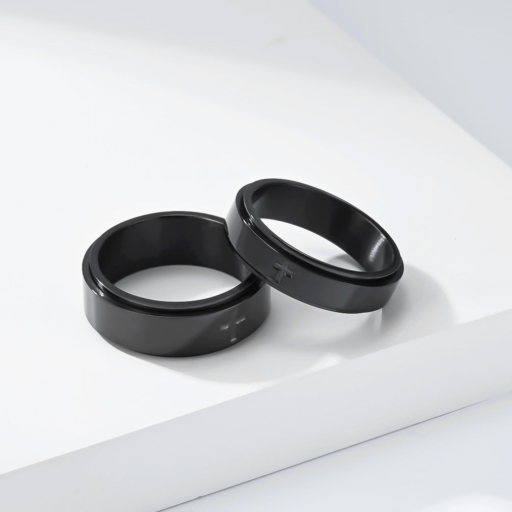 Steel Ring - Elegant Cross Rotating Ring for Couples, Anxiety Relief, Fade-Resistant