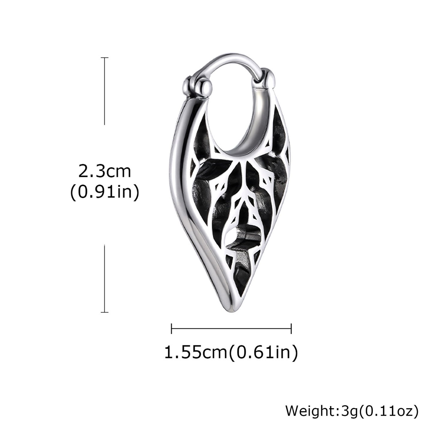 Planderful Stainless Steel Mens Earrings Hollow Engraved