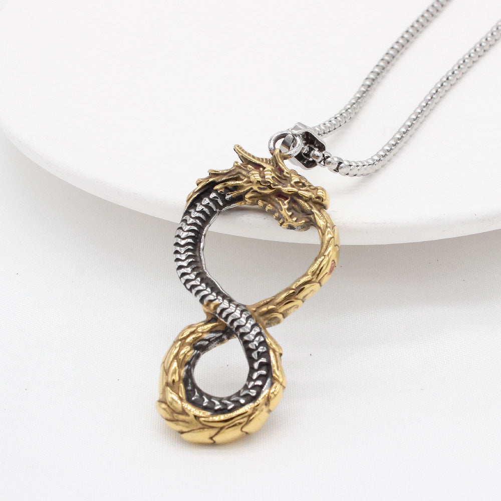 Planderful Dragon Pendant Titanium Steel Unisex Necklace Personalized For Men And Women Retro European American Style