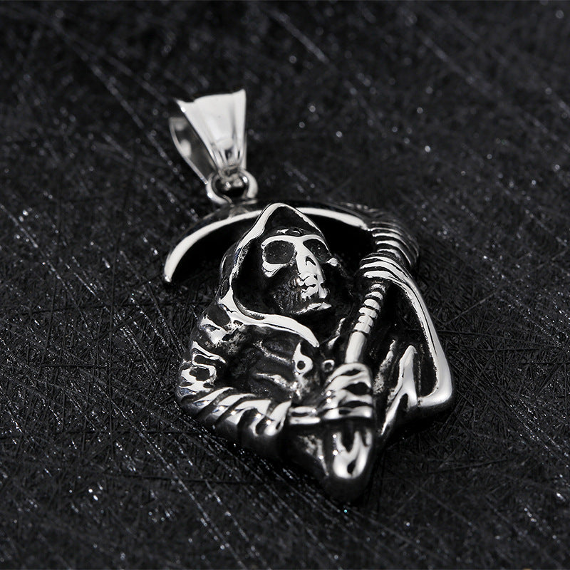 Titanium Steel Men's Pendant with Retro Punk Crosses and Skull Design