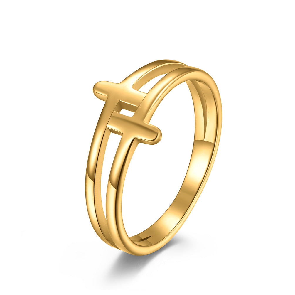 Cross-Border E-Commerce Jewelry Hollow Cross Stainless Steel Ring