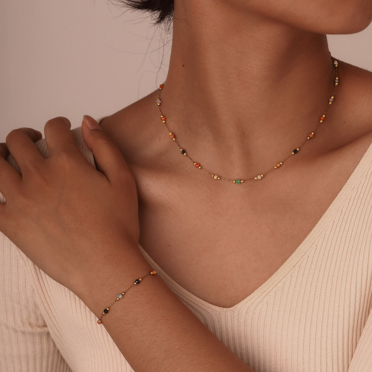 Natural Stone Stainless Steel Anklet Unisex