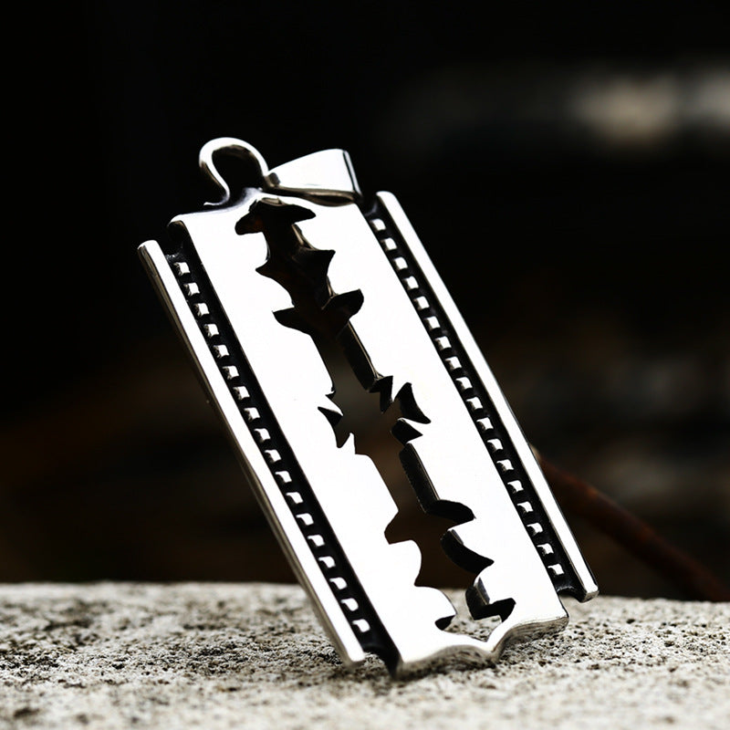 Titanium Steel Retro Blade-Shaped Men's Pendant Accessories from European and American Design