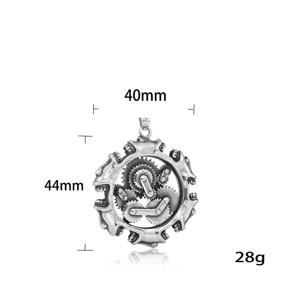 European And American Stainless Steel Gear Pendant Necklace