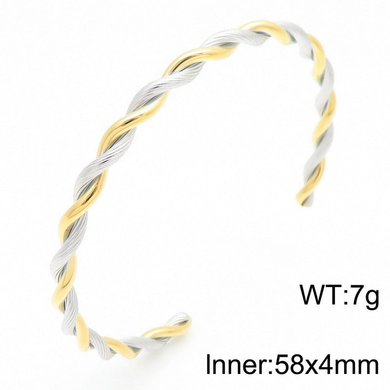 Extremely Wind C-Shaped Titanium Steel Bracelet – Neutral Twist Hammer Open Stainless