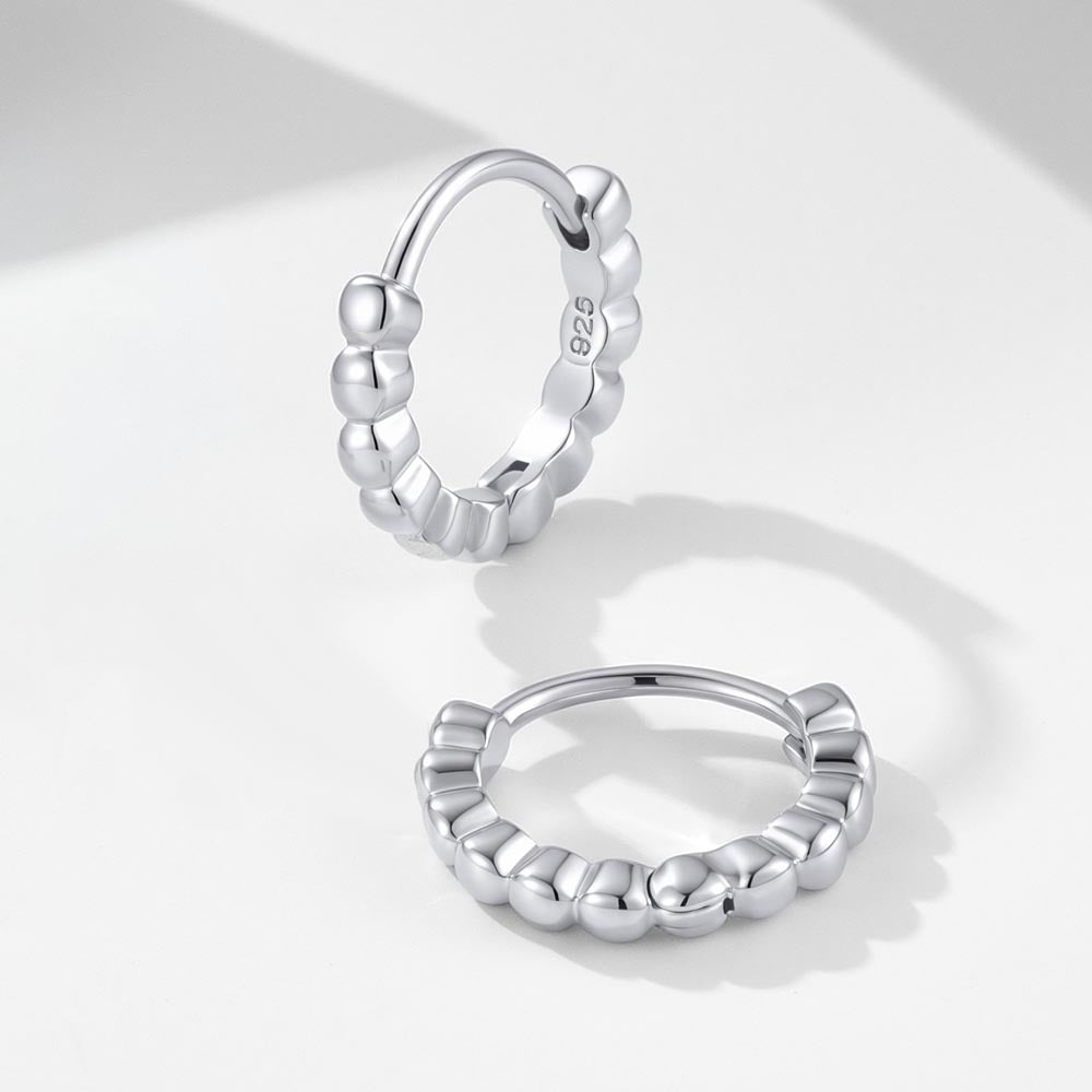 S925 Sterling Silver French Retro Circle Earrings Geometric Circle Ear Buckle