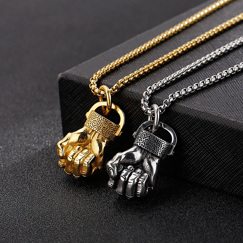 Titanium Steel Men's Hipster Rock Hip-Hop Sports Fist Pendant