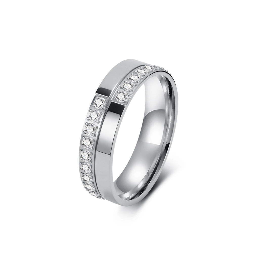 Stainless Steel Zircon Ring Women's Pavé Zircon