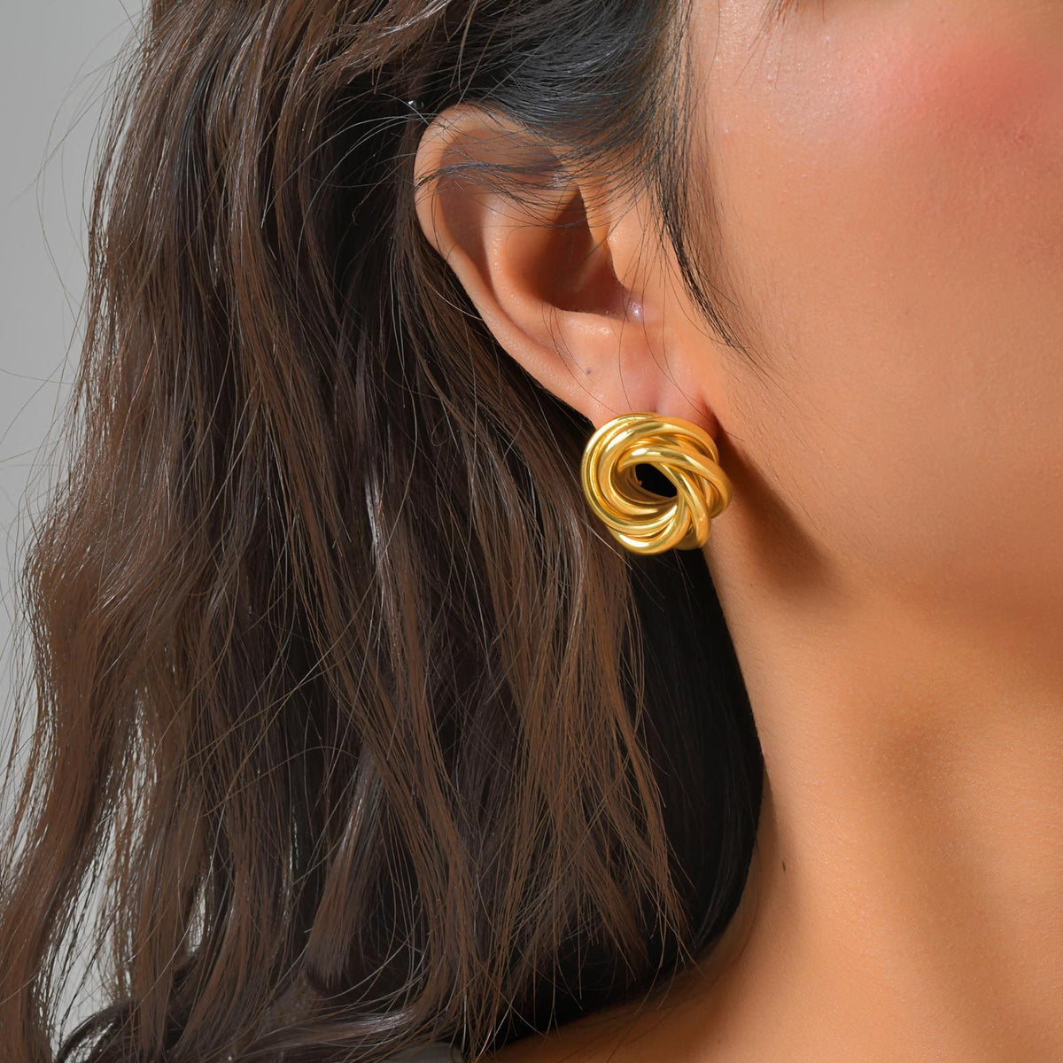 Gold-Tone Circular Knot Stud Earrings