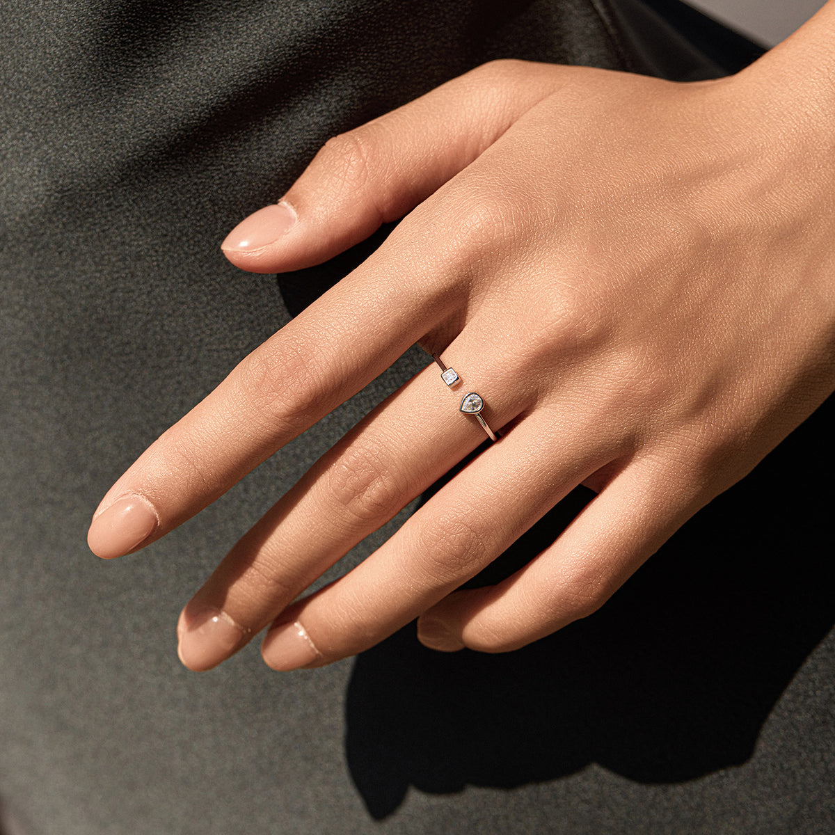 S925 Sterling Silver Adjustable Moissanite Stacking Ring