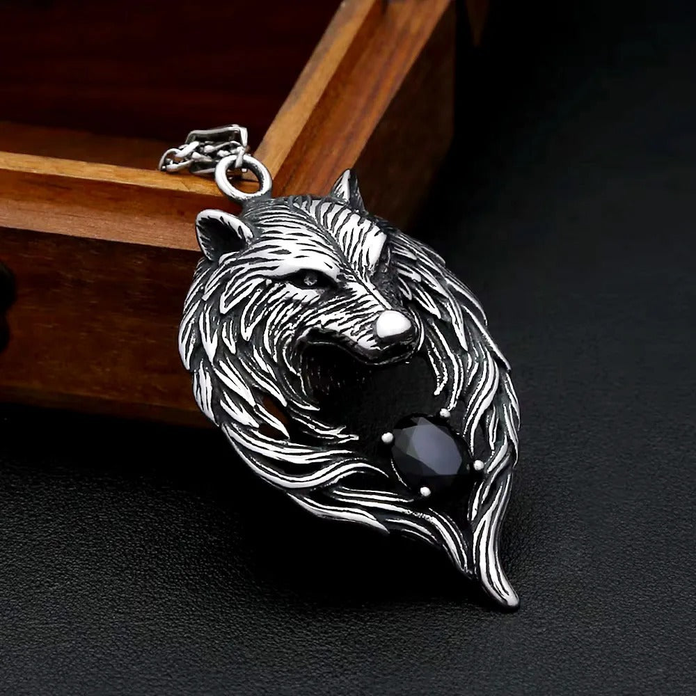 Punk Viking Wolf Stainless Steel Men's Pendant Necklace
