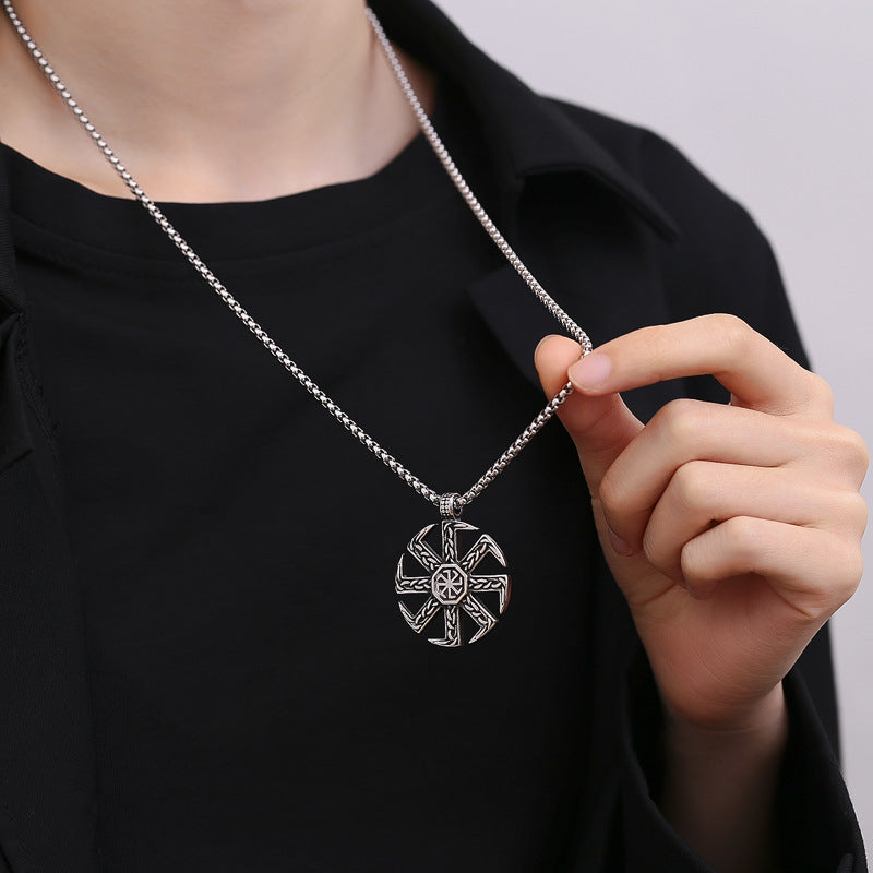 Steel Necklace – Statement Talisman Pendant
