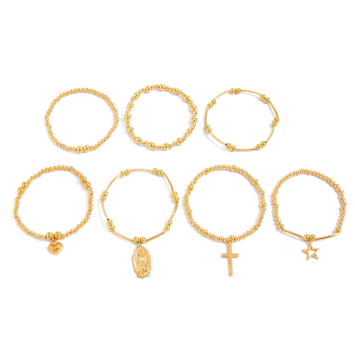 Planderful Beaded Cross Pendant Elastic Bracelet for Women Ethnic Boho Statement Jewelry Vienna Verve