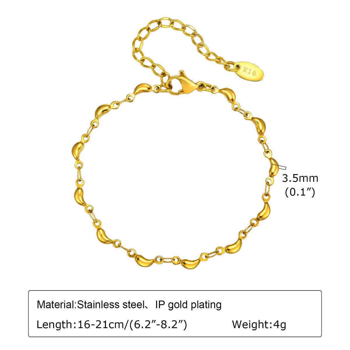 Gold-Plated Stainless Steel Bracelet Unisex