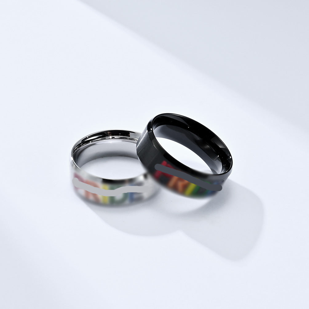 Rainbow Stainless Steel Ring for Unisex product view