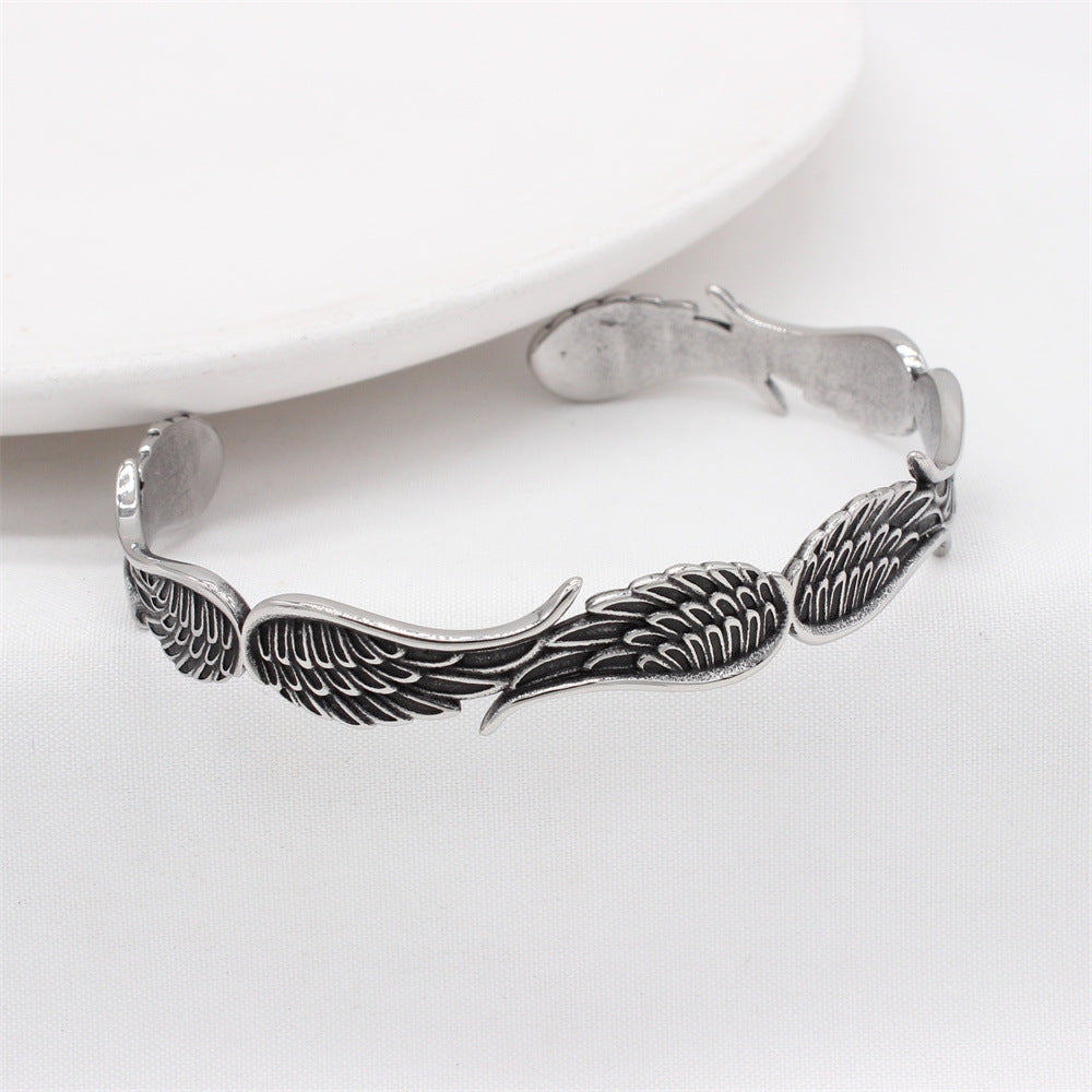Planderful Titanium Steel Bracelet Unisex Feather Design