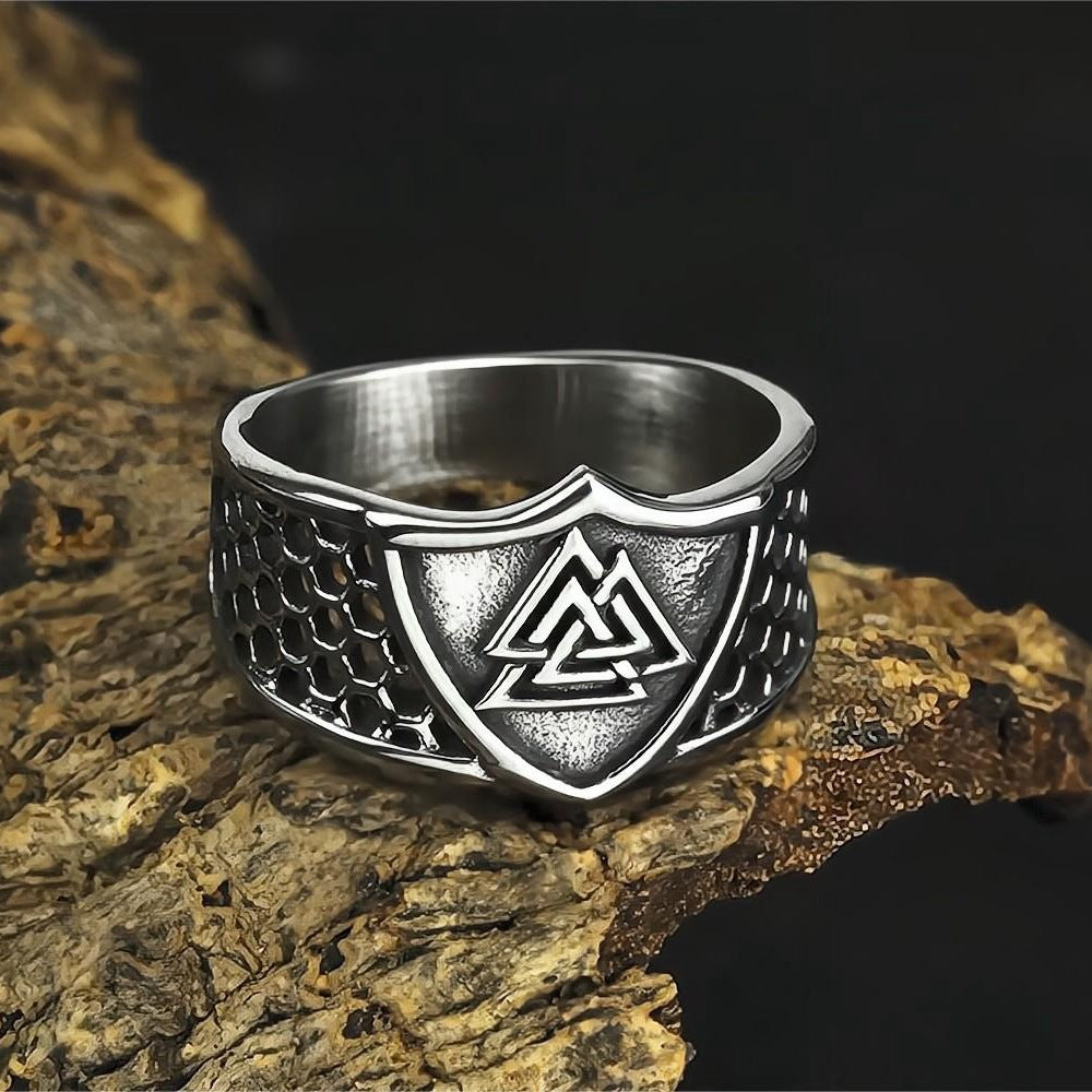 European And American Jewelry Wholesale Men's Titanium Steel Ring Viking Triangle Logo Personalized Ring No Rust No Allergy