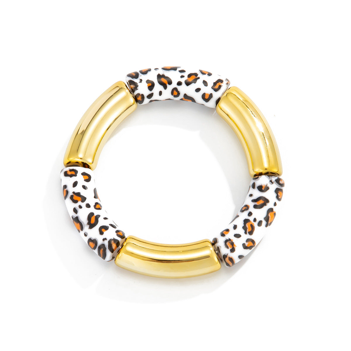 Planderful Vienna Verve Leopard Print Elastic Bracelet For Fashion Forward Women Retro Statement Jewelry