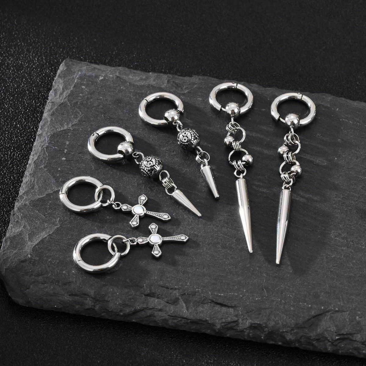 Stainless Steel Cross Geometric Punk Single Earring