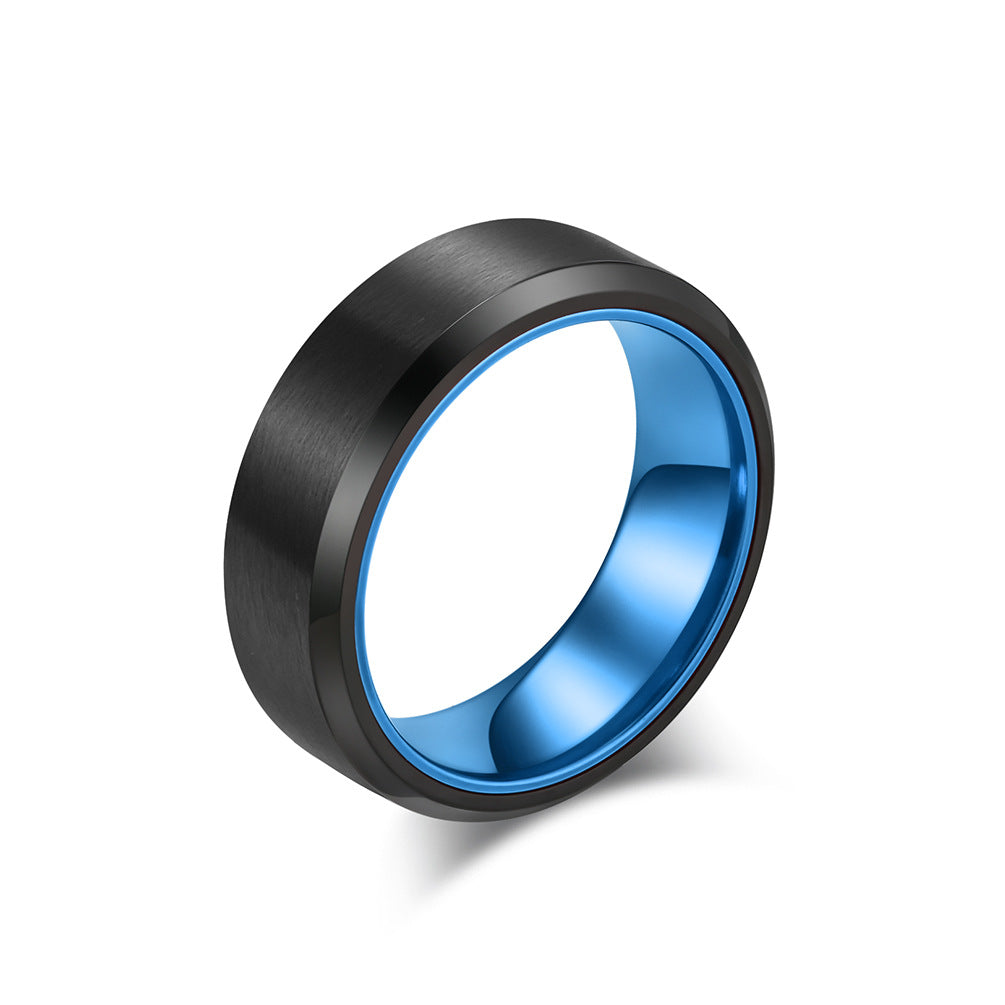 Cross-Border European and American Matte Titanium Steel Ring for Men