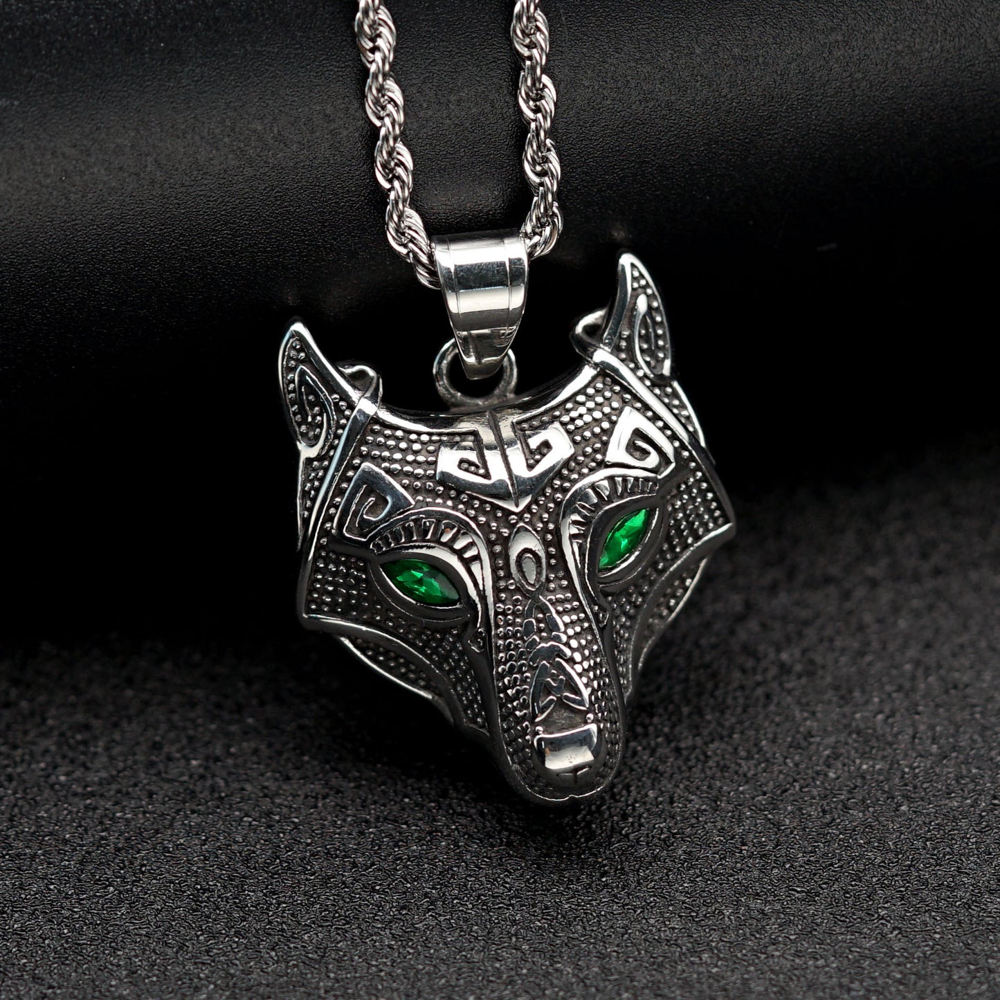 Steel Necklace - Statement Nordic Viking Celtic Wolf Head Pendant Necklace For Hip Hop Streetwear