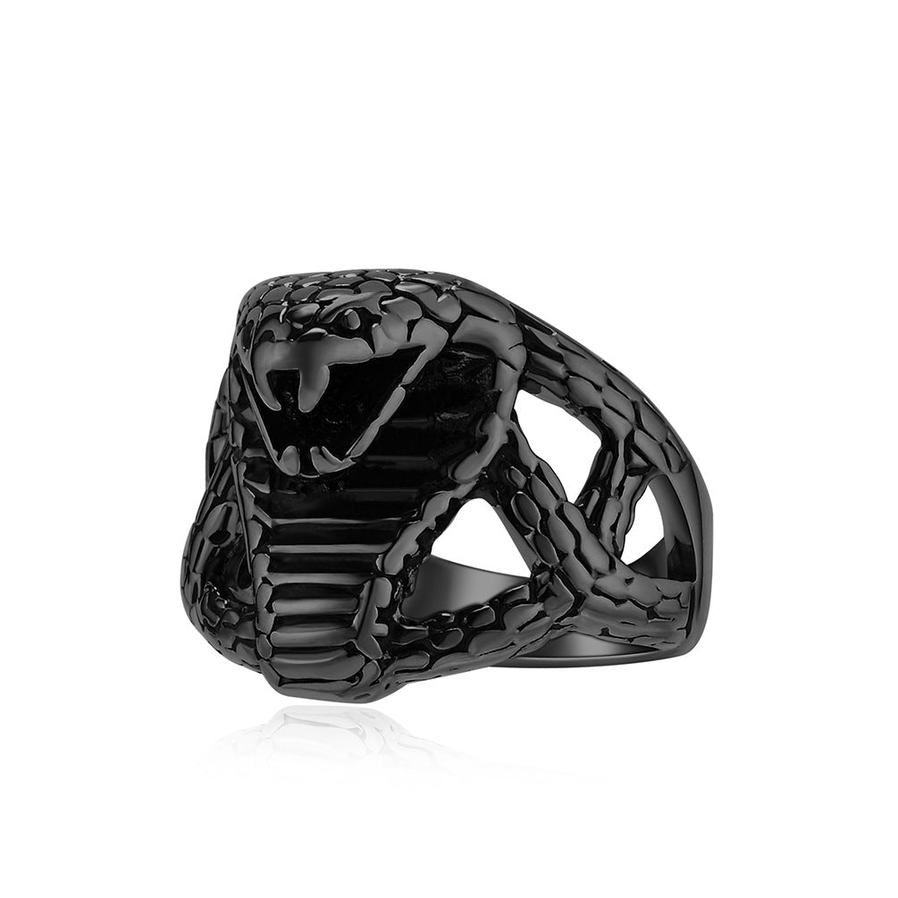 Planderful Titanium Steel Cobra Ring For Men Bold Hip Hop Style Hand Jewelry Vintage Vibe