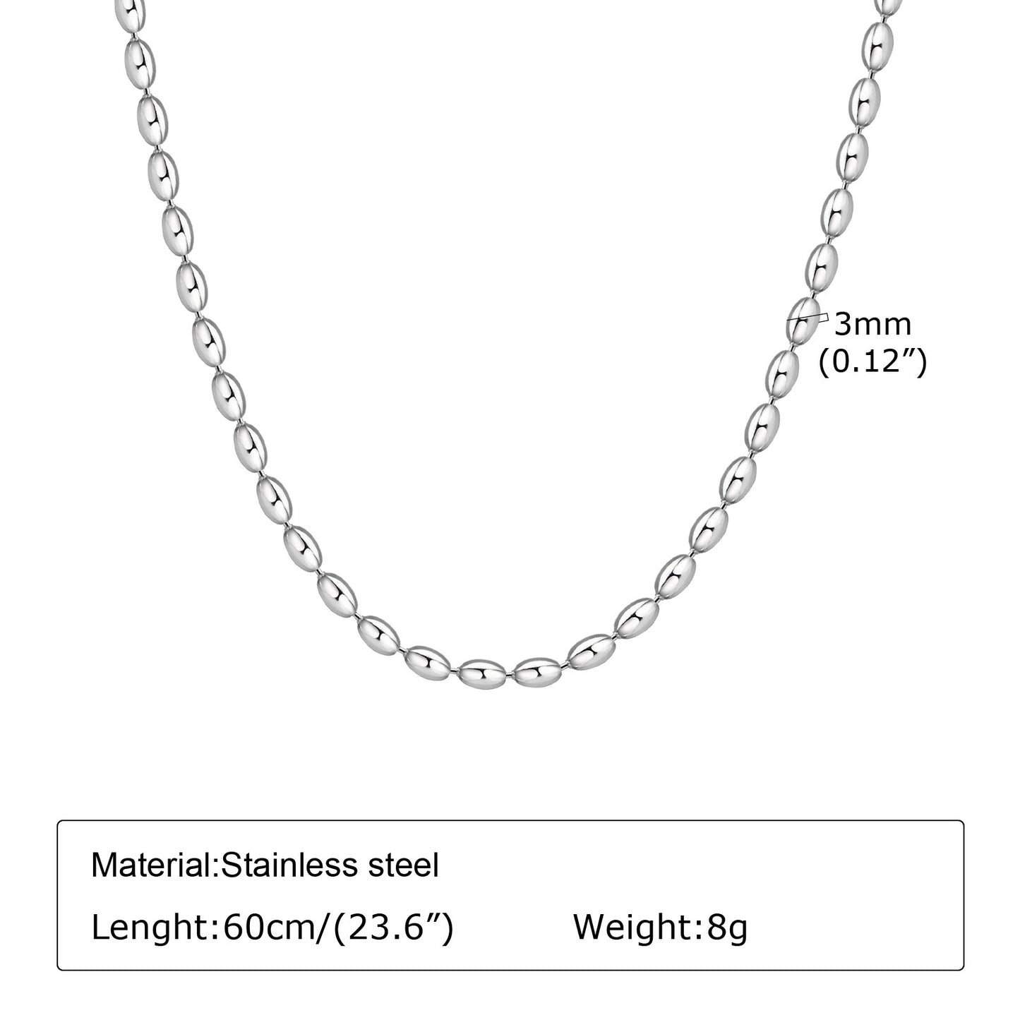 Stainless Steel Bead Necklace Ladies Rugby Gold Accessories