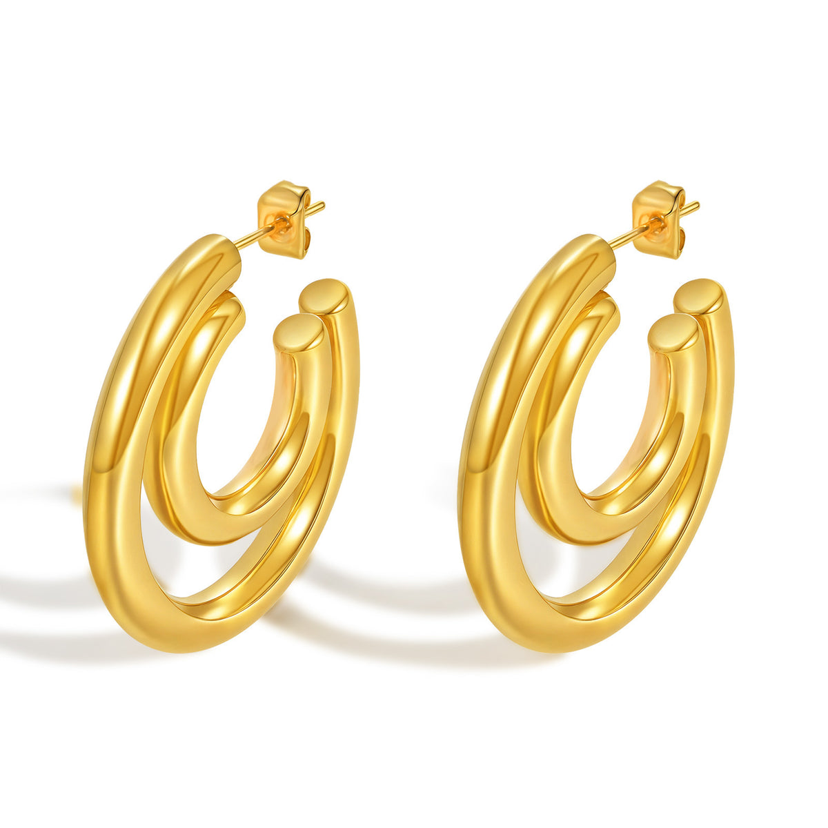 Modern Gold-Tone Stainless Steel Earrings