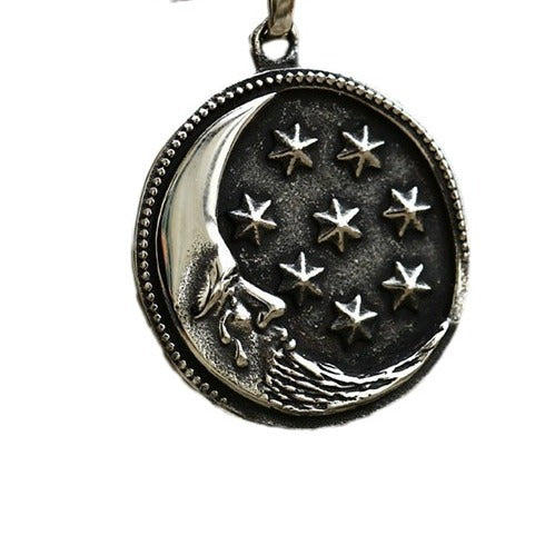 Stainless Steel Retro Crescent Pendant Necklace for Men - Cross-Border Foreign Trade Titanium Steel Accessories