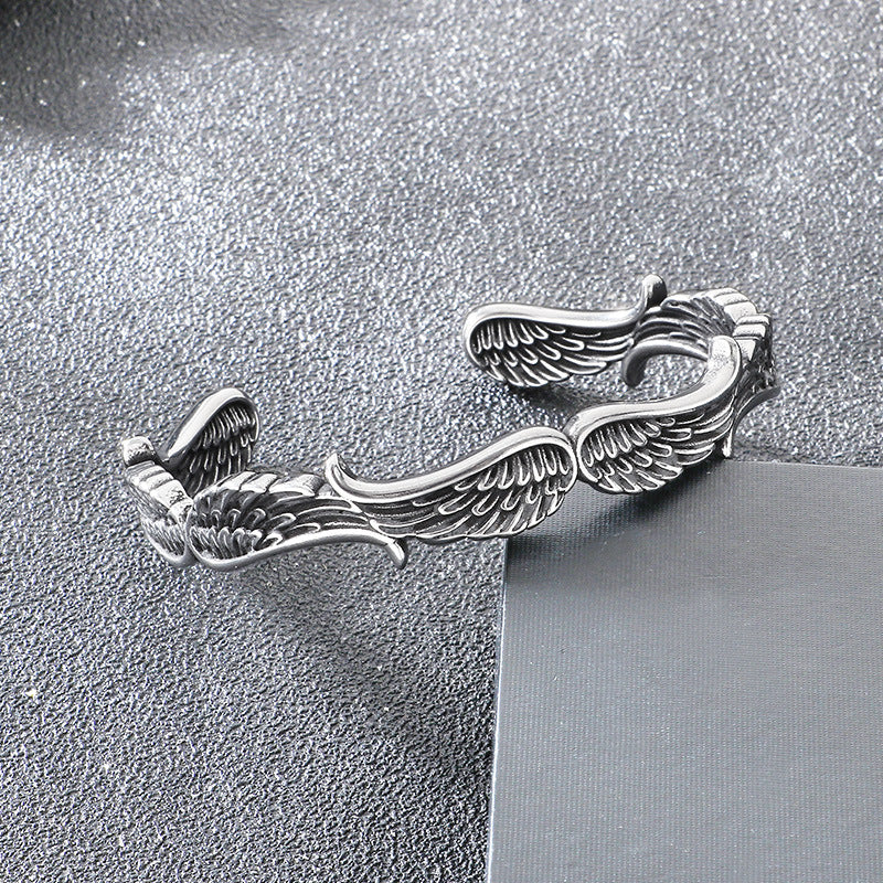 Nordic Viking Celtic Knot Crow – Punk Style Bamboo Feathers Stainless Steel Man Bracelet