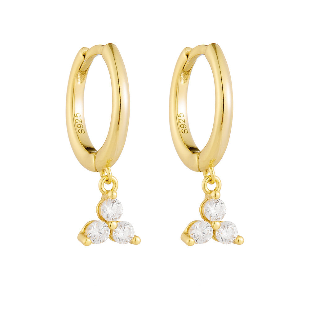 S925 Sterling Silver INS Wind Zircon Geometric Earrings