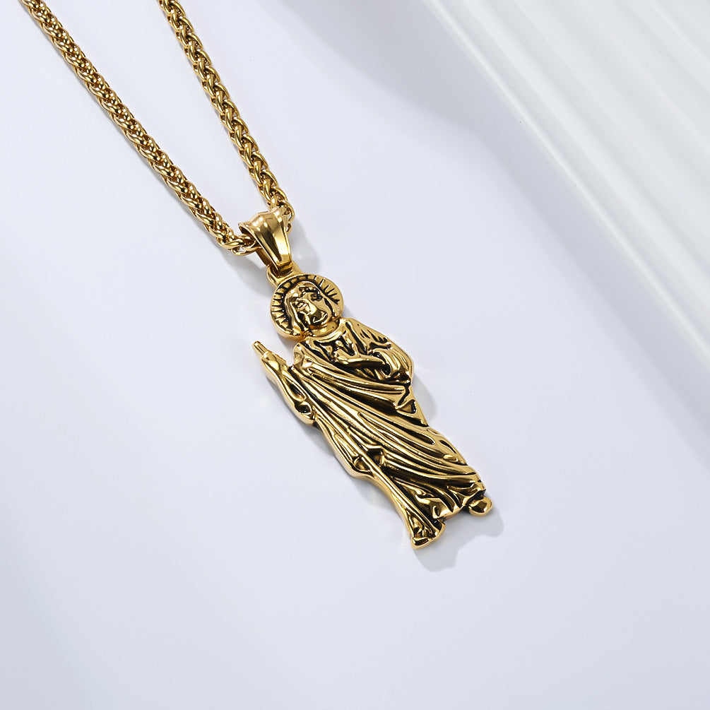 St Jude Necklace Titanium Steel Pendant By Planderful Everyday Genie For Men And Women Protection Jewelry